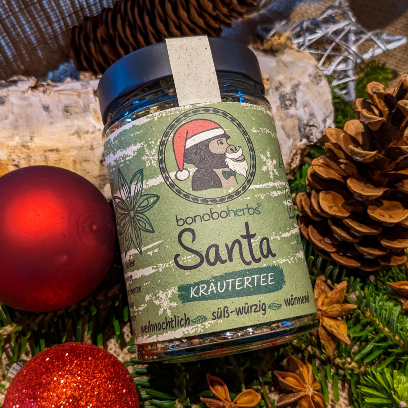 Santa Weihnachts-Kräutertee von bonoboherbs – Vorderansicht