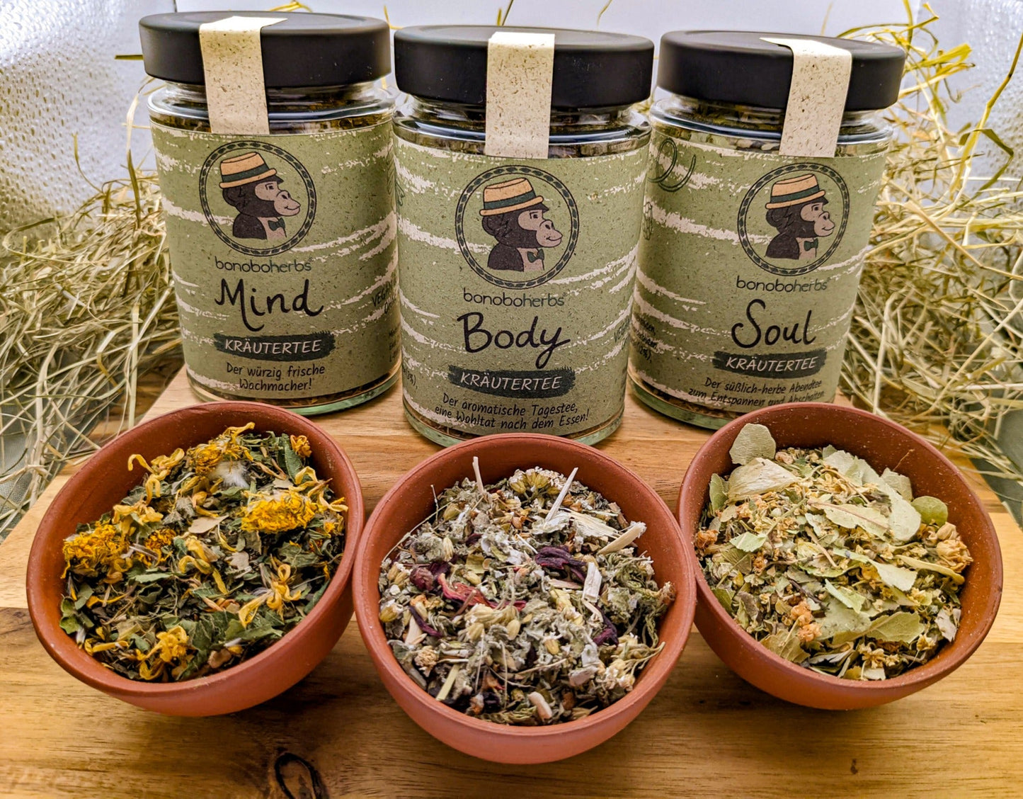 Großes Teeset Mind, Body & Soul von bonoboherbs – Vorderansicht