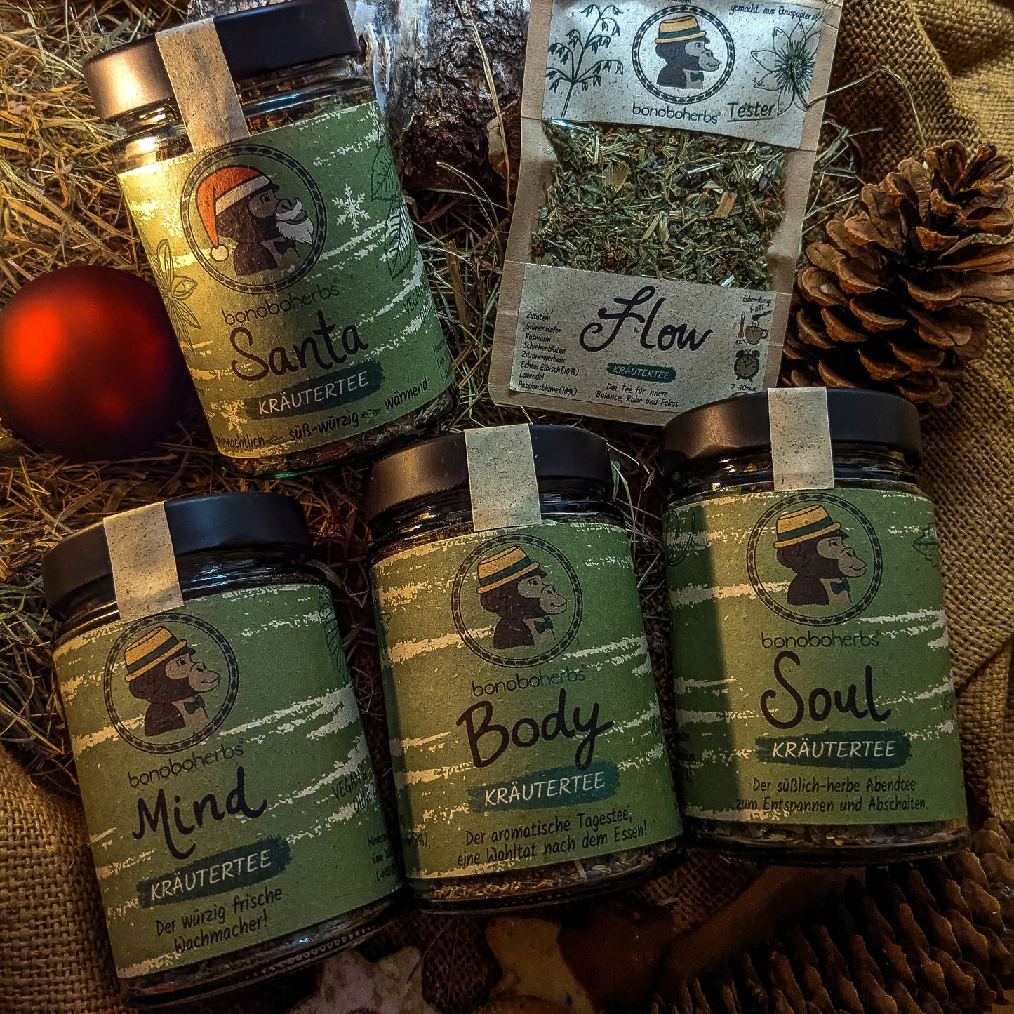 Große Weihnachts-Geschenkbox von bonoboherbs – Vorderansicht